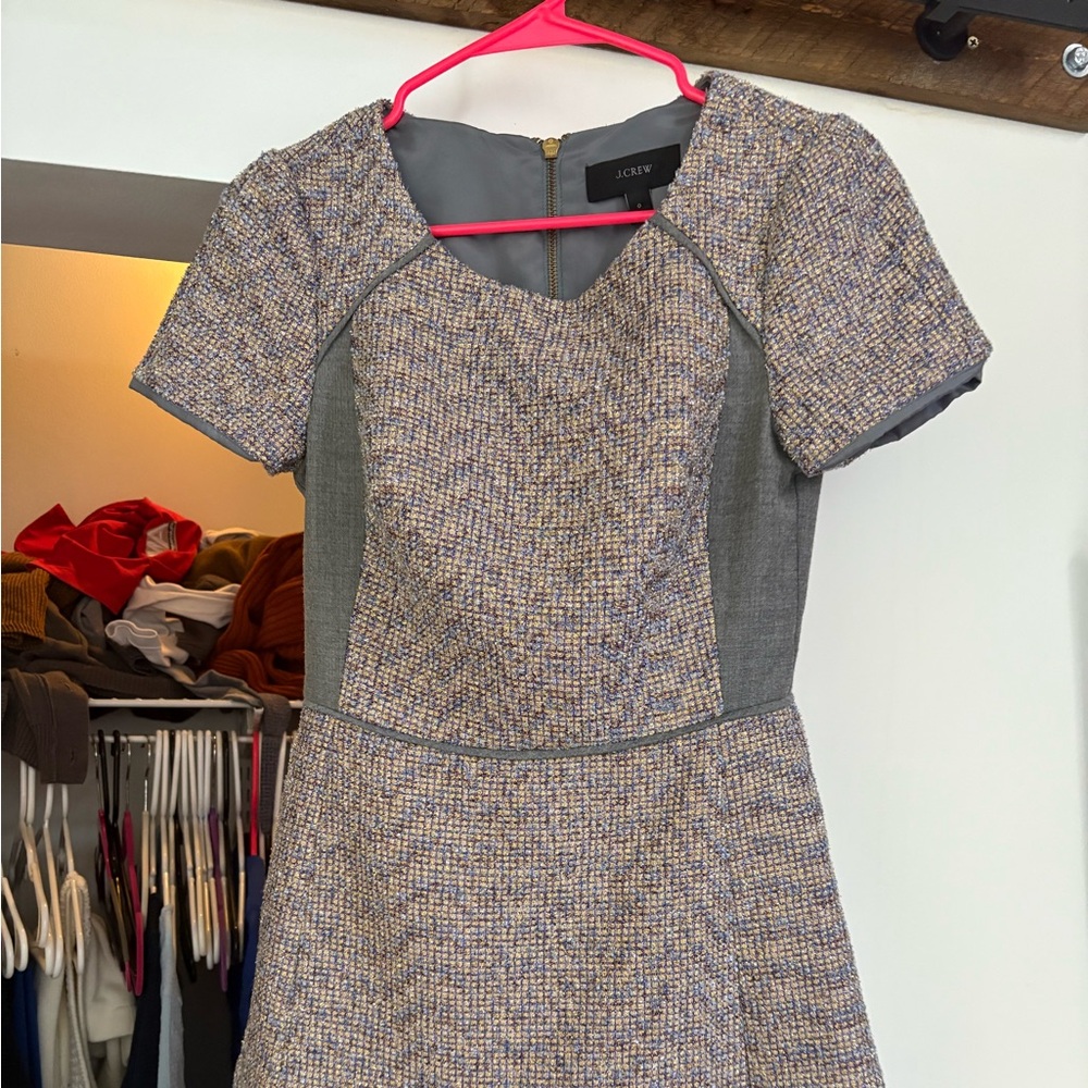 Elegant Gray Tweed Dress
